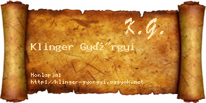 Klinger Györgyi névjegykártya